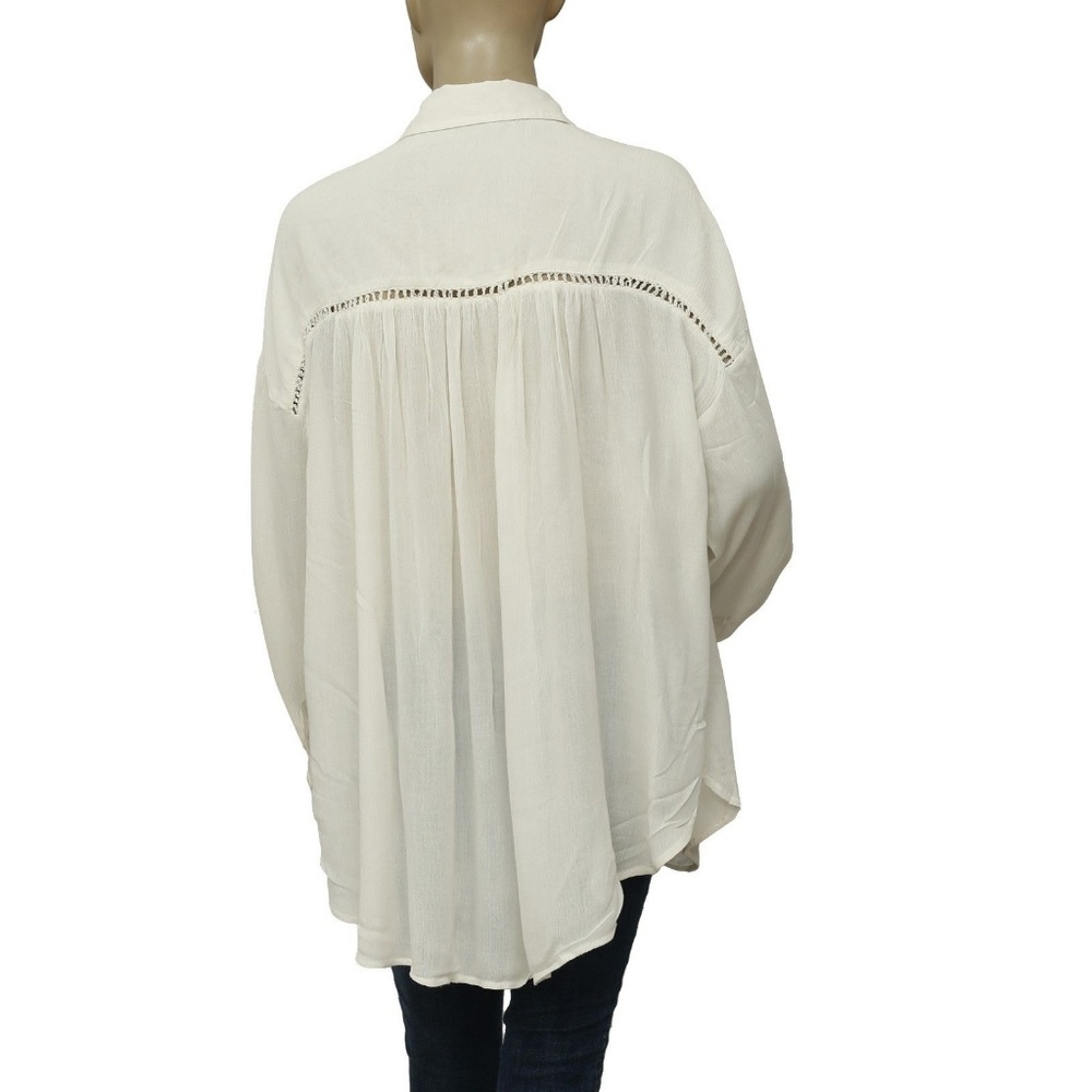 New Free People Katie Bird Buttondown Crochet Top - Picture 5 of 7
